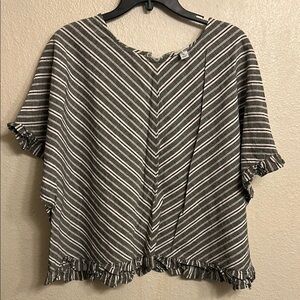 A New Day Women Striped Black and White Top Size Extra Large